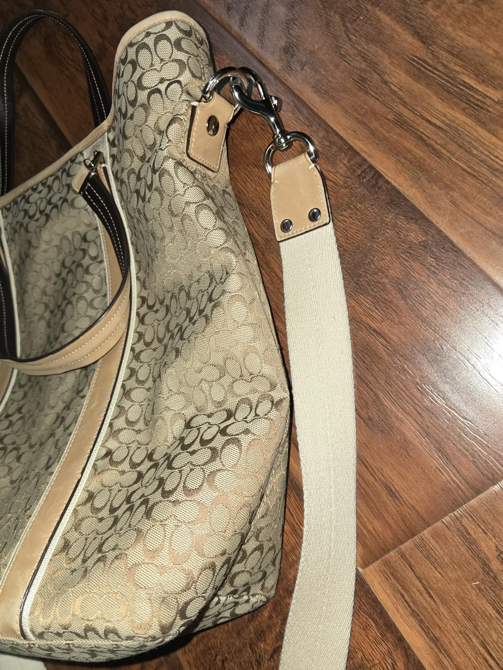 Coach Signature Jacquard Canvas Tote in Khaki